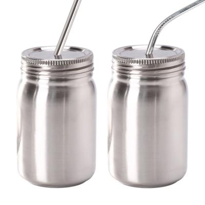 China Sustainable Portable Water Drinking Bottle Keeping Hot Cold Coffee Tea Cup Stainless Steel Double Layer Mugs With Straw for sale