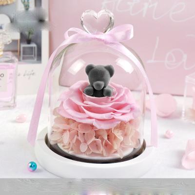 China 2021 Custom Flower Valentine Wholesale Artificial Rose Bear Christmas Romantic Birthday PE Rose Teddy Bears For Girlfriend Gift for sale