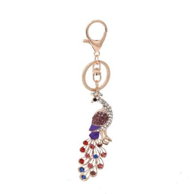 China Cool Creative Peacock Diamond Keychain For Bag RTS Crystal Keychain Colorful Personalized Twinkle Alloy 2022 Hot Fashion Wholesale for sale