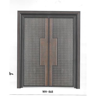 China Sale New Type Outdoor Modern Aluminum Security Door Modern Well Main Aluminum Double Leaf Door for sale