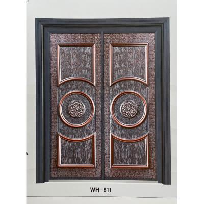 China Anti Theft Security Pattern Exterior Aluminum Door Modern Customizable Cheap Interior Security Double Door for sale