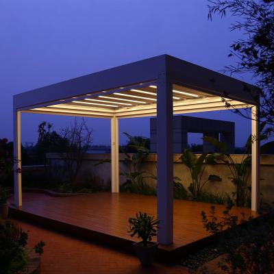 China Easily Assembled Waterproof Sunroof Patio Automated Gazebo Outdoor Garden Bioclimatic Aluminum Pergola for sale