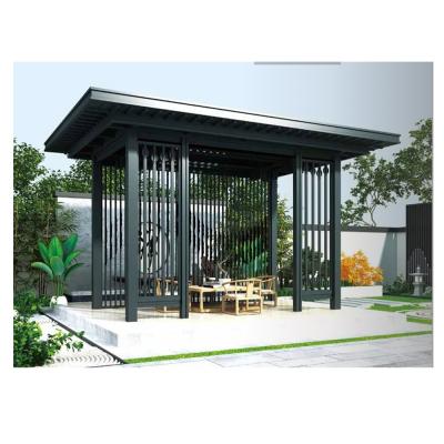 China Easily Assembled Modern Aluminum Gazebo Pergola Rattan Gazebo Garden Furniture Rattan Gazebo Outdoor Frame for sale