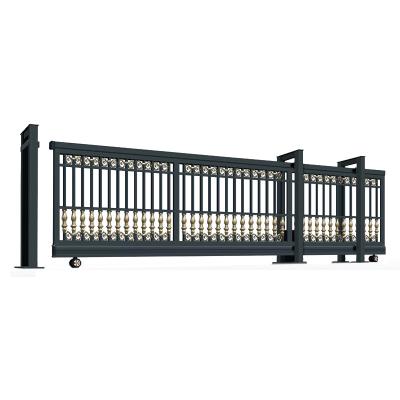 China Wrought Iron Industrial Anti-collision Folding Linear Sliding Door Remote Control And Automatic Opening Industrial Door for sale