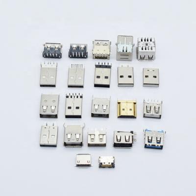 China Usb USB 2.0 Type A Micro USB C Mini Connector With Gold Male Silver With Metallic Housing for sale