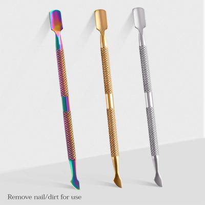 China Flexibility Wholesale Price Nail art Spoon Pusher Manicure Tool Stainless Steel Cuticle Pusher Nail Polisher Tools for sale