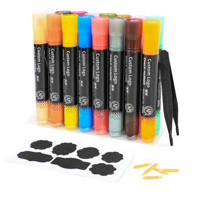 China 16 pp Colors Chalk Marker Pen Fine Tip White Chalk Marker Pens Set For Drawing Blackboard for sale