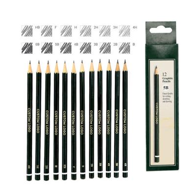 China office & Wooden Professional 12 Pcs Poplar School Pencil Hexagonal Charcoal Sketching Pencil In Color Box for sale