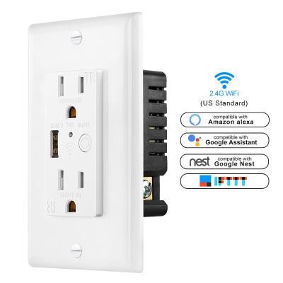 China Easy Installation Zigbee Tuya App Wireless Remote Control 110-220V with 2.4A USB Charger Socket for sale