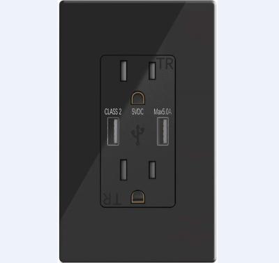 China Hot Sale 5.0A American Standard USB Charger Furniture Power Outlet Wall-in USB Outlet for sale