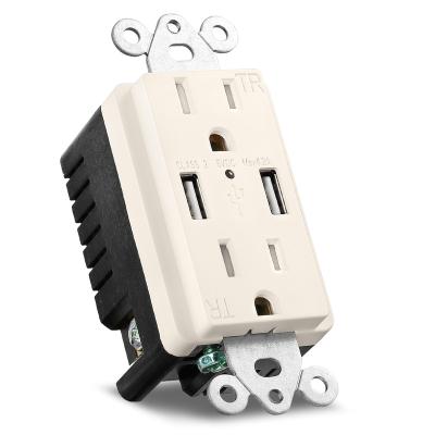 China American Standard USB Charger 15 Amp Commercial Grade Tamper Resistant Duplex Socket Outlet for sale