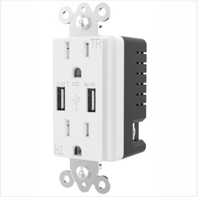 China High Quality Smart Chip American USB Outlet Socket Type A 5V 4.8A USB Wall Outlet Socket for sale