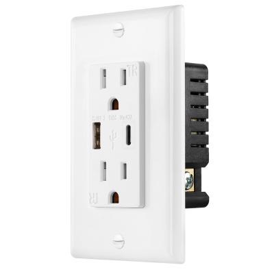 China Smart Chip 125V Outlet 15A Type A Type Electrical Outlet USB Plug Tamper Heavy Duty US Certificated US Plug for sale