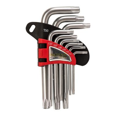 China Chrome-Vanadium Steel 9 Pcs Extra Long Ballpoint Pen Wrench Set T10 Torx Wrench For Drill for sale