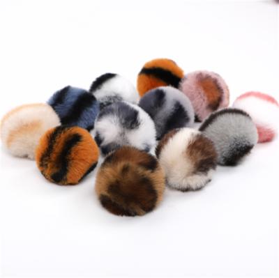 China Bags Stock Ready To Ship 5cm Leopard Print Fur Fluffy Puff Ball Key Chain for sale