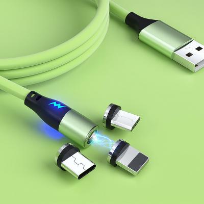 China Strong Magnatic Cable 1M 5A Super Fast Charging 3 In 1 Magnetic Phone Cable Type Micro C 8Pin USB Magnetic Fast Charging Data Cable For iPhone 12 for sale