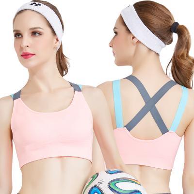 China New back sports fitness yoga bra professional shockproof running underwear women QUICK DRY crossover rimless vest bra for sale