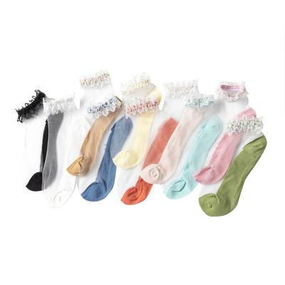 中国 QUICK DRY Girls Women Spring Summer Lace Up Custom Silk Socks 販売のため