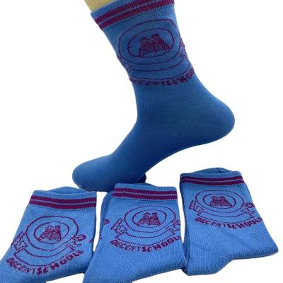 中国 African Cheap Breathable Custom Color Logo Design Cotton Polyester Solid School Students Student Uniform Socks 販売のため