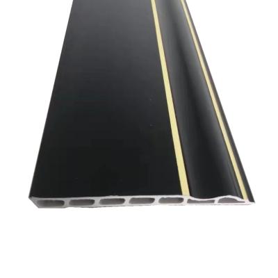 China Gold ST9 Modern Black Stone Plastic Flooring Accessories Skirting Board Low Planking Board Wood for sale