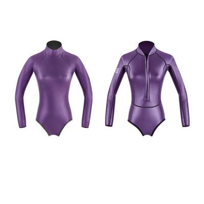 China Antibacterial Women's 1.5-3mm Long Sleeve Super Stretch Neoprene Smooth Skin One Piece Warm Wetsuit for sale