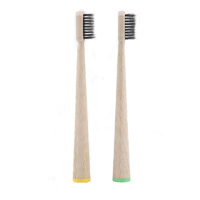 China Disposable Bamboo Toothbrush Round Tail Cone Bamboo Charcoal Handle Bamboo Stiffens Finish Toothbrush Backs Custom Logo for sale