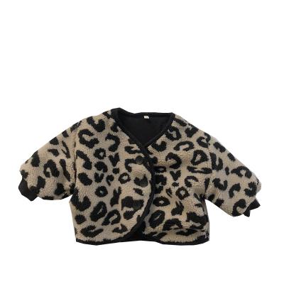 China Autumn Winter Clothing 2021 Children's Korean Leopard-copy Lamb Wool Anti-Shrink Plus Velvet Padded Coat For Baby Boy And Girls for sale