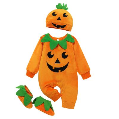 China Anti-shrink border special for rompers Halloween new baby's climbing costume lovely pumpkin long sleeve three piece sets for sale