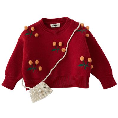 China Autumn 2022 Cherry Turtleneck Children's Wear Spring Autumn 2022 Baby Knitted Sweater Shirt Jacket Korean Girls' New for sale