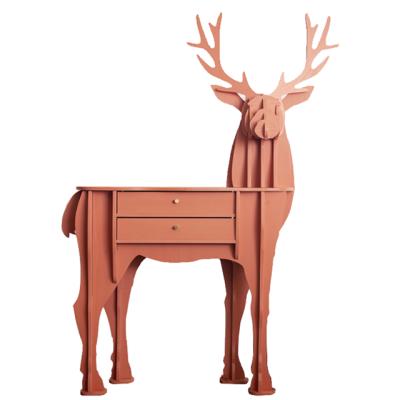 China Modern Creative Wooden Animal Shaped Elk Sofa Cabinet Table Side Shelf With Drawer for sale