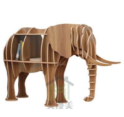 China Modern Creative Wooden Elephant Shelf Animal Ornament For Kids for sale