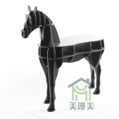 China Modern creative wooden horse tea cafe laptop table bookrack for sale