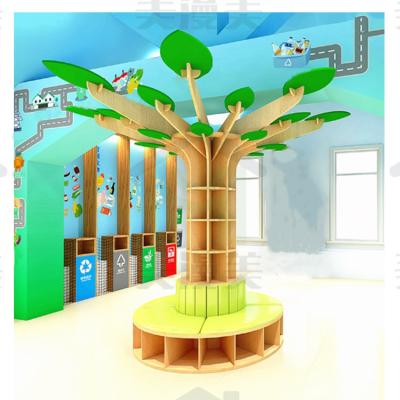 China Creative DIY Freedom Assembly Bookcase Kindergarten Tree Shaped Floor Decoration Shelf and Stool for sale