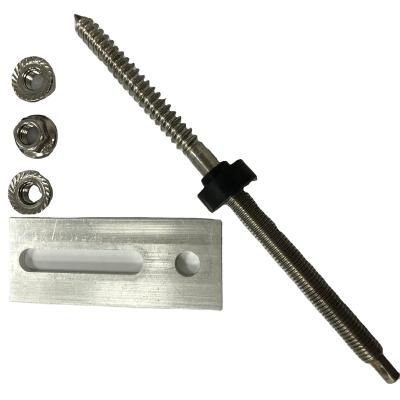 China Carbon steel and Stainless steel 304 316 Solar Hanger Bolt with 3 hex flange nuts 1 EPDM washer and1 adapter plate à venda