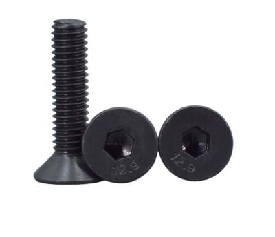 中国 12.9 grade blackened inner hexagonal countersunk head screw m4 m5 m6 m8 long screw high-strength flat head bolt screw 販売のため