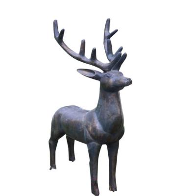 China China Wholesale Casting Large Copper Standing Deer Sculpture Bronze Jumping Deer Statue For Sale for sale