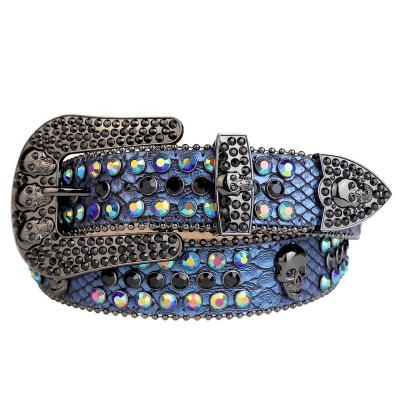 China Rhinestone Bling Bling Belt Sparkle Western Cowboy Studded Rhinestone Belt for Men Fashion Gift Luxury Cowhide Brand Designer Skull Famous Belts for sale