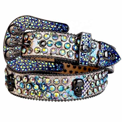 China Custom Stunning Western Rhinestone Studded Leather Belt Mens 1 OEM Clothing Accessories Belt Brand Famous Quality Big Buckle 1/2