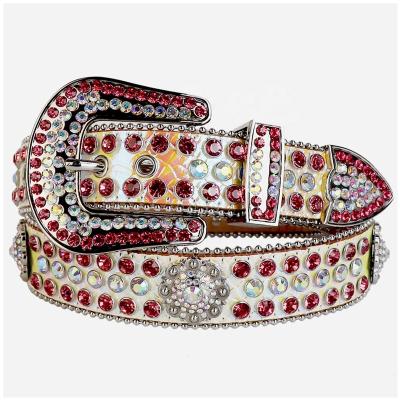 China Rhinestone Embedded Big Buckle Removable Conchos Western Cowgirl&Cowboy Cheap Factory Made Girls Crystal Studded Big Men's Belts For Sale for sale