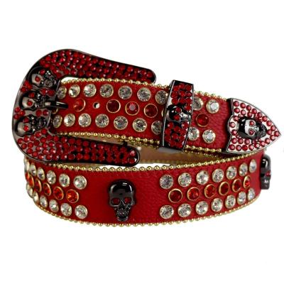 China Luxury Inspired Everyday Life Big Brand Belt Buckle Removable Kids Diamond Studded Belts Cool Skull Cowgirl Belts For Women Men Cheap for sale