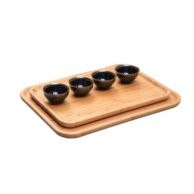 China Europe Market Best-selling Elegant Home Kitchen Decoration Display View Food Use Multi-shape Bamboo Wooden Sensory Nature Wood Serving Tray for sale