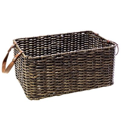 China Europe Market Best Selling Stylish Home Market Stylish Home Decor Furniture Home Decor Storage Storage Item Small Rattan Look Like Plastic - Woven Storage Basket for sale