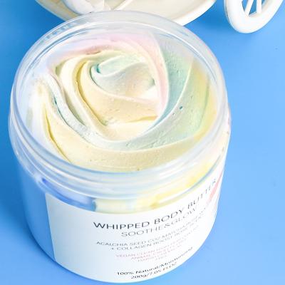 China Custom Private Label Vegan Ice Cream Moisturizer Natural Organic Wipped Body Butter Whiten Rainbow Whipped Body Butter for sale