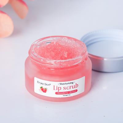 China Private Label Vegan Natural Organic Strawberry Sugar Lip Scrub Moisturizing Exfoliator Waterproof Hot Selling Pink Lip Scrub for sale