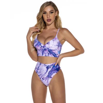 China Summer Breathable High Waist Swimwear Seller Cute Gradient Swimming Two Piece Bikini for sale