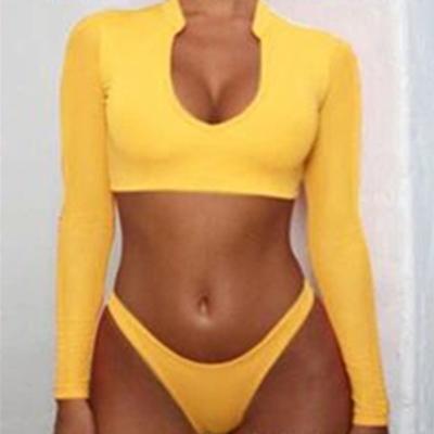 China High Fashion Breathable Waist Long Sleeve Sports Style Two Pieces Ladies Modest Swimwear Suits for sale