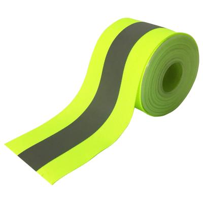 China High Visibility Printable Reflective Tape Fabric Fluorescent Safety Tape Sew-on Safety Warning Stripe for sale