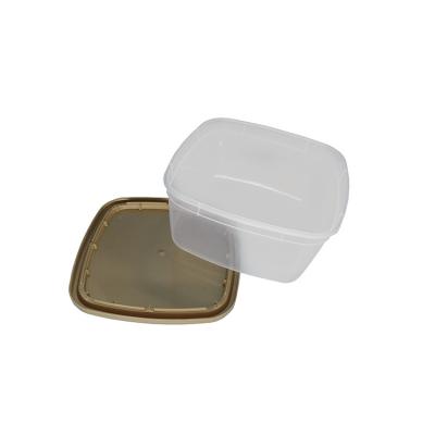 China High Food Grade 300g Disposable Square Plastic Packaging Bucket Food Containers Ice Cream Containers for sale