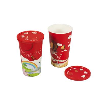 China Custom Disposable Hot Drinks Cup 16oz Water Coffee Beverage Cold Drink Plastic Juice Cup IML With Lid for sale