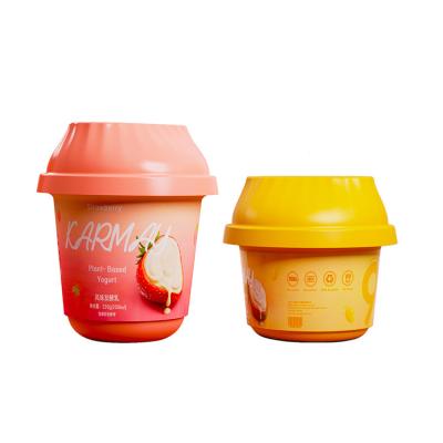 China New Design 227ml Plastic PP IML Food Packaging Cups And Lid Yogurt Ice Cream Container Jelly Packaging Cup for sale